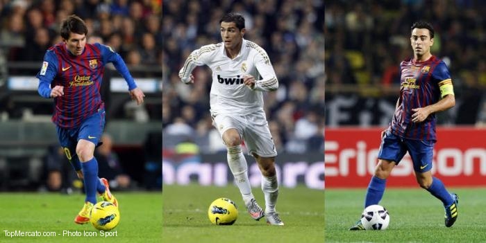 Lionel Messi, Cristiano Ronaldo et Xavi