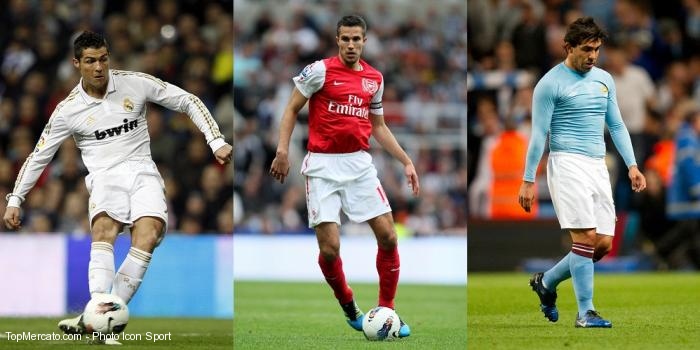 Cristiano Ronaldo, Robin van Persie et Carlos Tevez