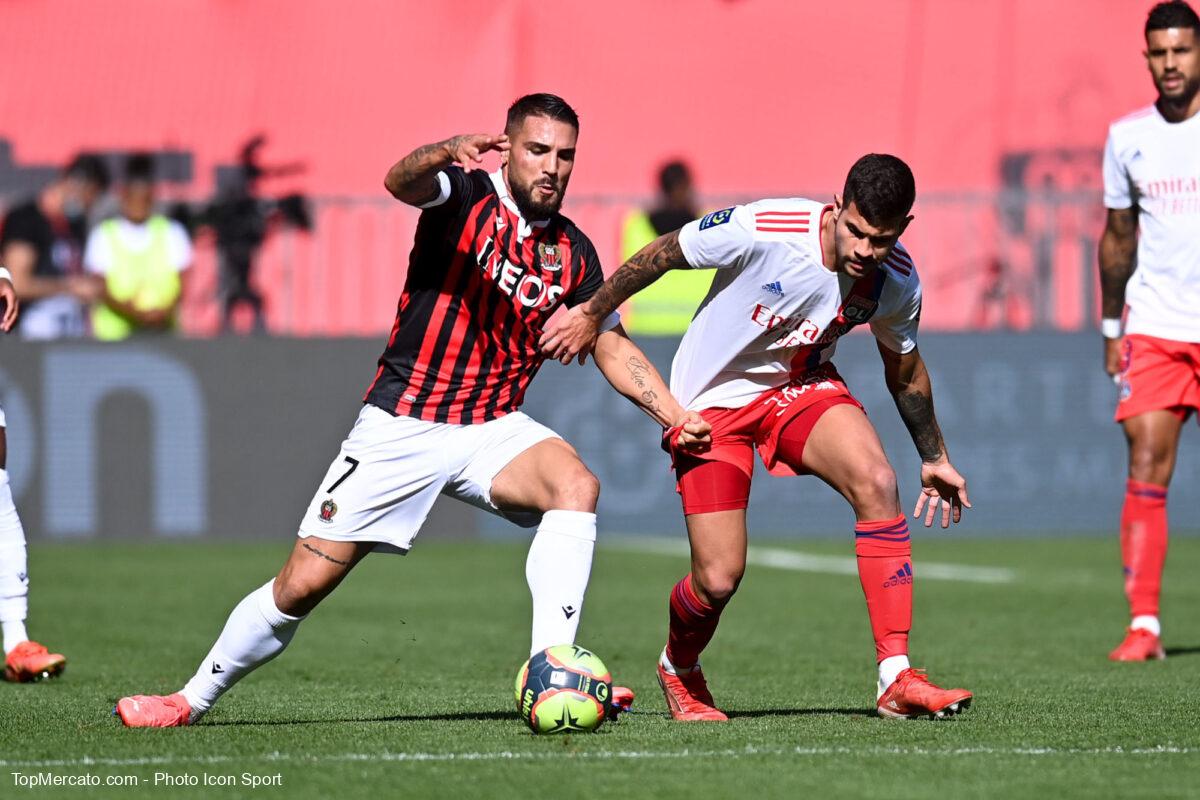 Andy Delort et Bruno Guimaraes, match OGCN Nice-OL Olympique Lyonnais