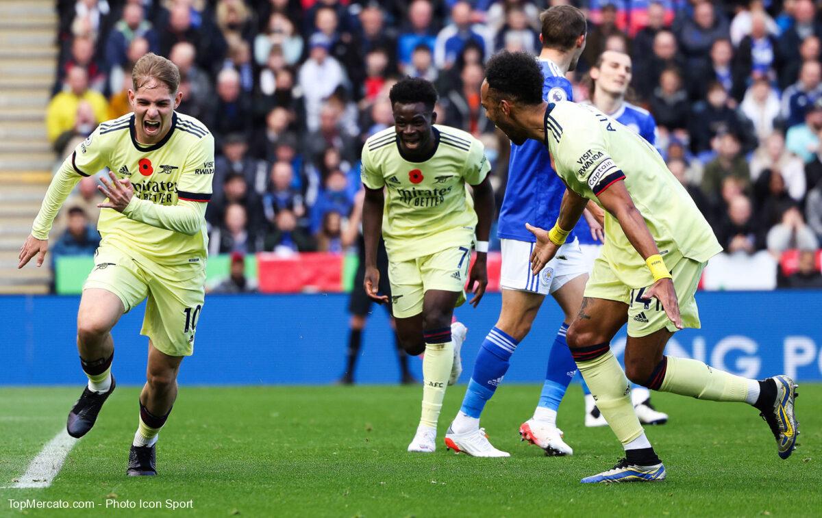 Emile Smith Rowe et Pierre-Emerick Aubameyang, match Leicester City-Arsenal