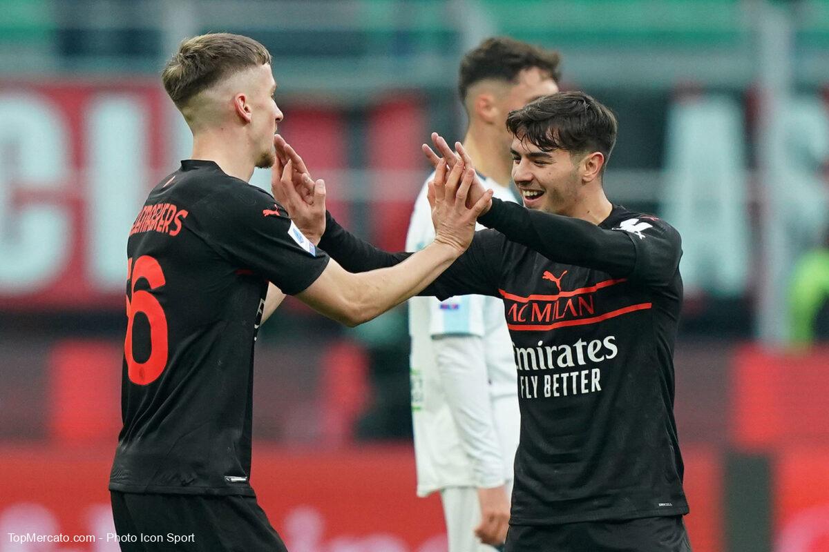 Alexis Saelemaekers et Brahim Diaz, match Milan AC-Salernitana