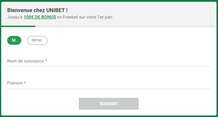 Unibet inscription