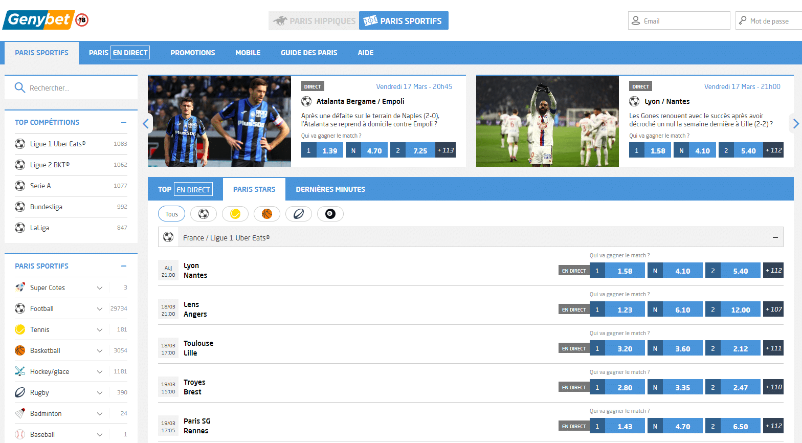 Paris sportifs Genybet