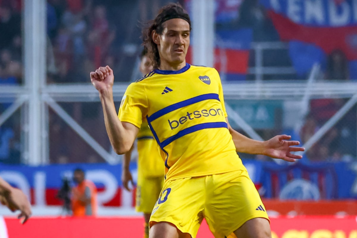 Edinson Cavani con la camiseta de Boca Juniors