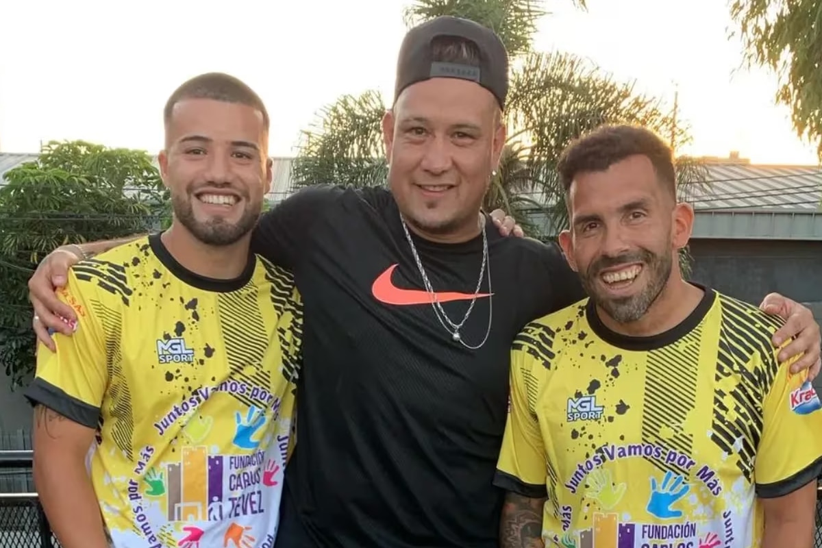 Marcelo Weigandt y Carlos Tévez, juntos en un evento solidario