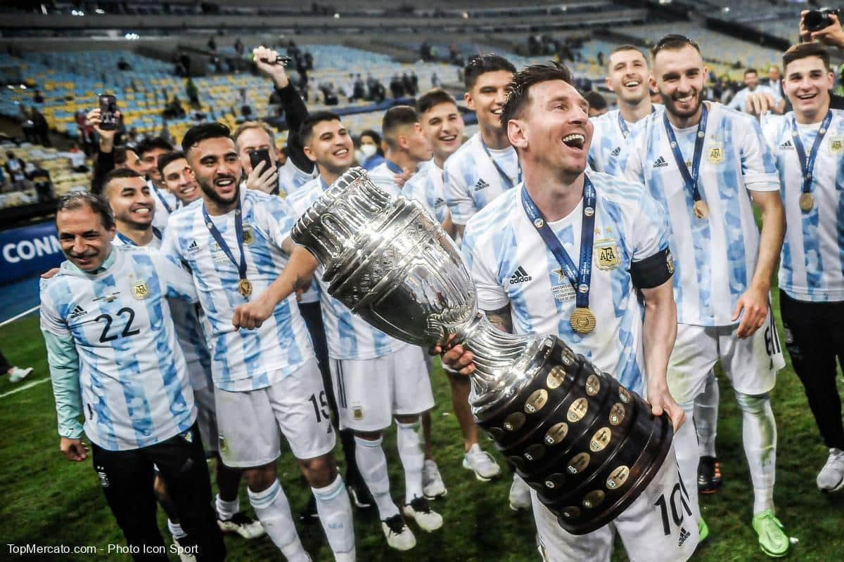 Lionel Messi celebrando el título de la Copa América 2021