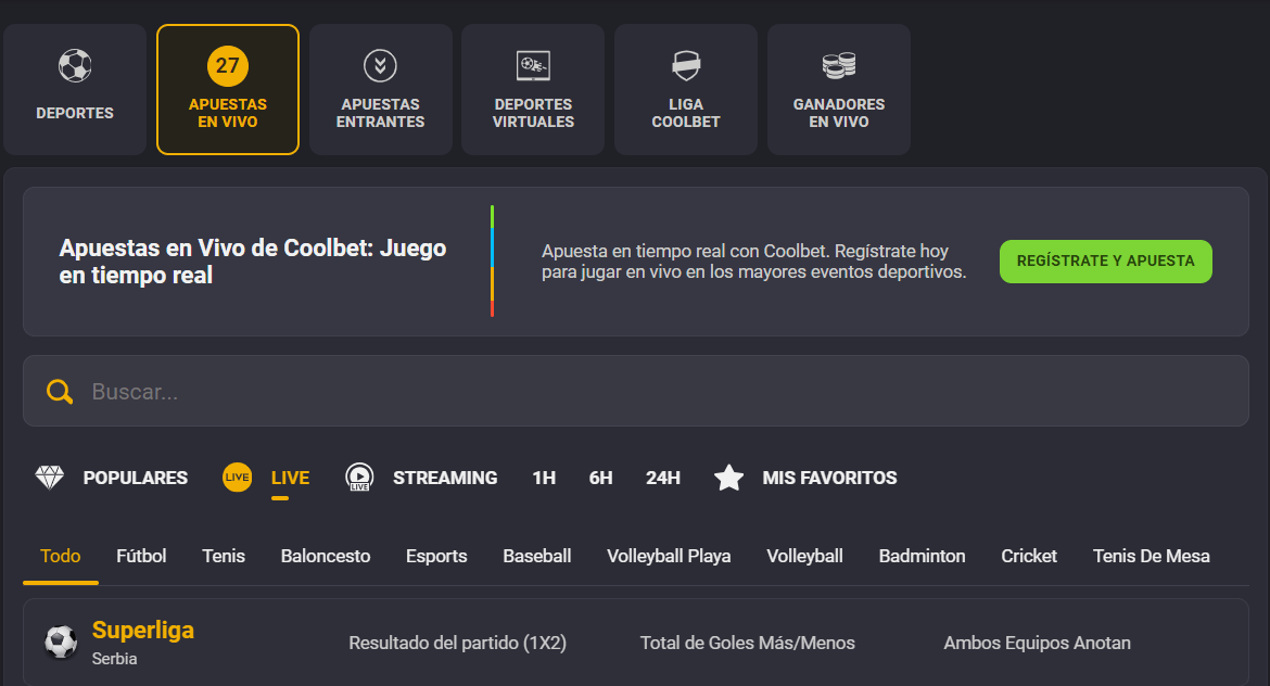 apuestas en vivo coolbet