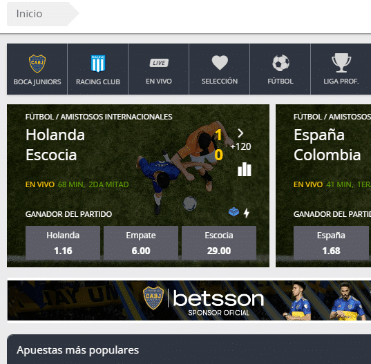 deportes en betsson pba