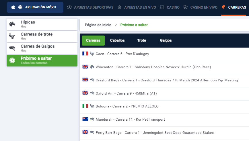 carreras 20bet