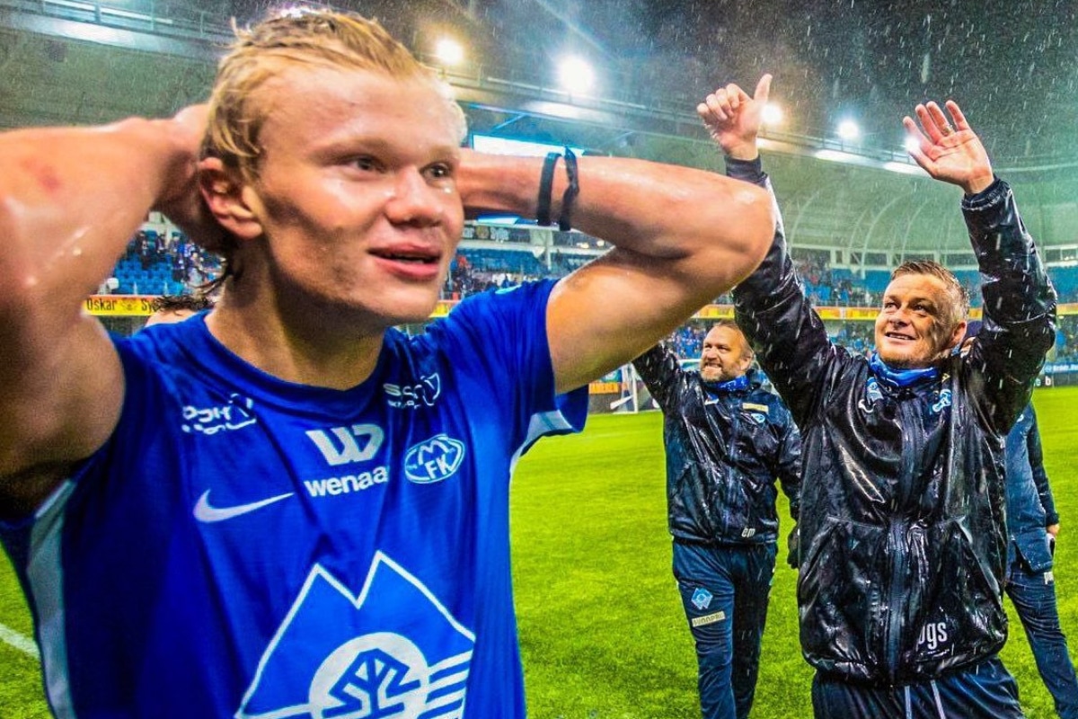 Erling Haaland y Ole Gunnar Solskjær en Molde