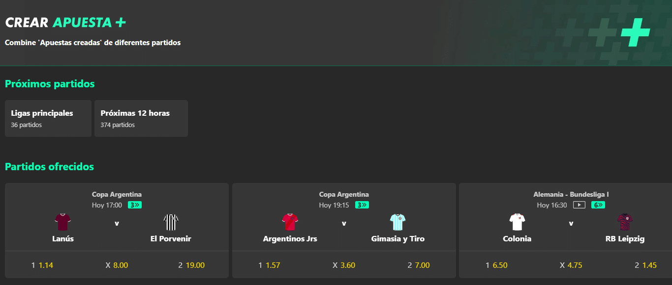 Crear apuesta en Bet365 Buenos Aires