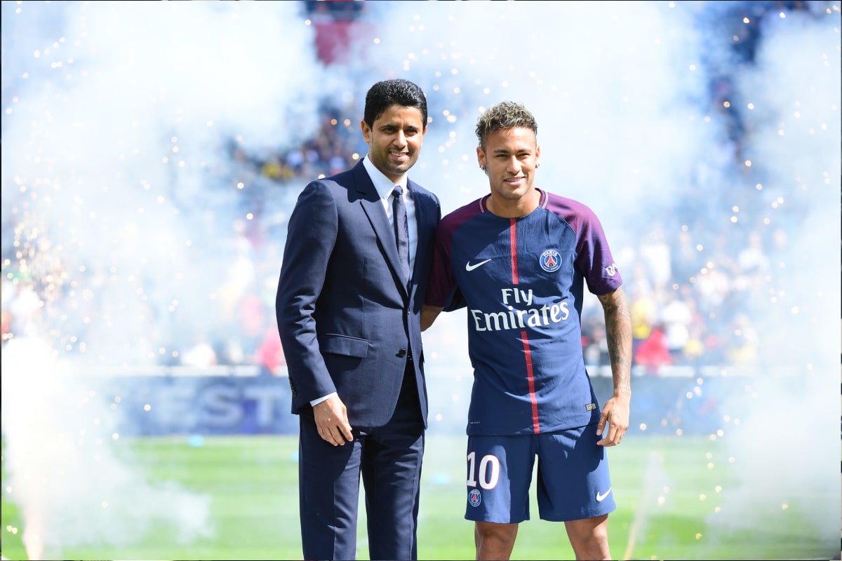 Nasser Al-Khelaïfi y Neymar Jr en PSG