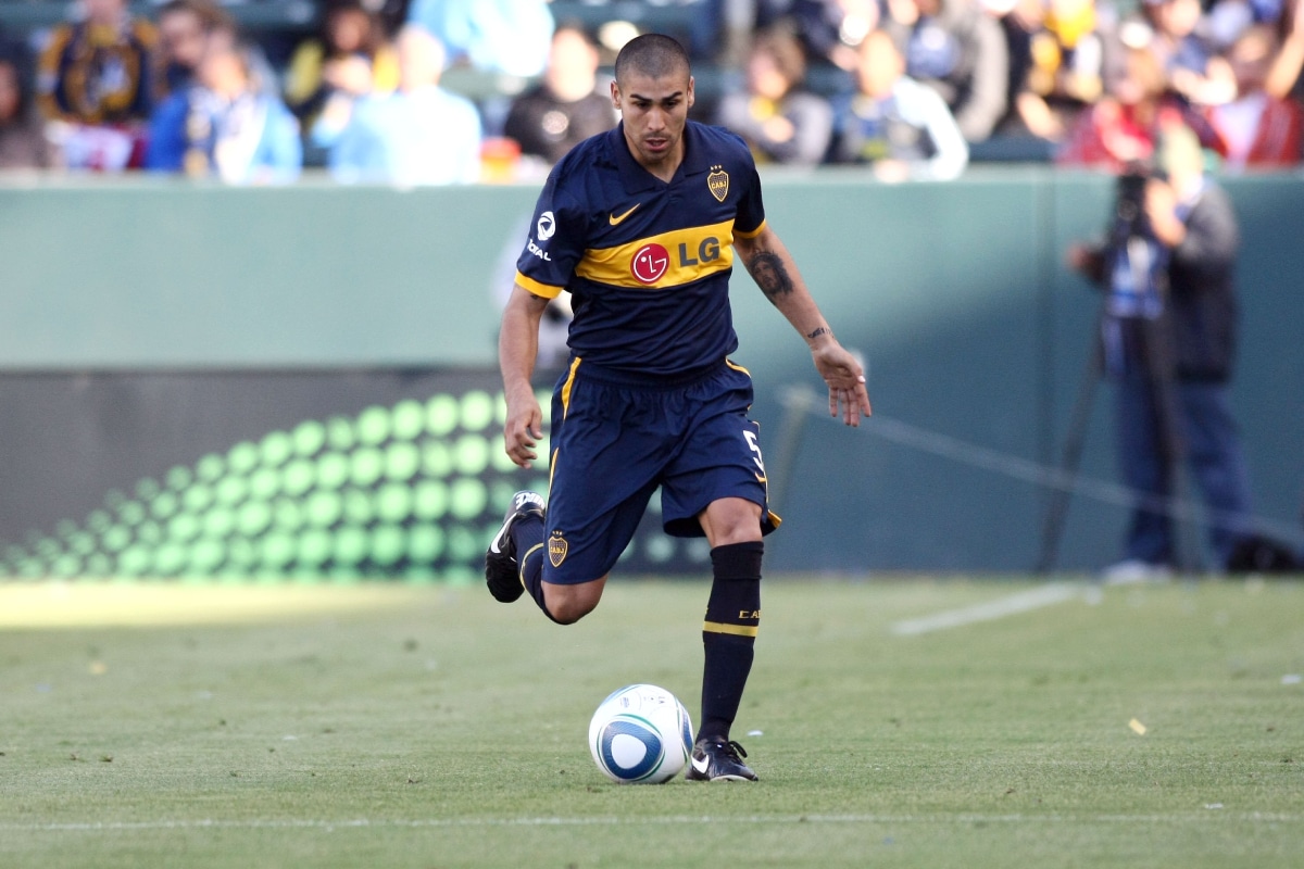 Jesús Méndez con la camiseta de Boca Juniors