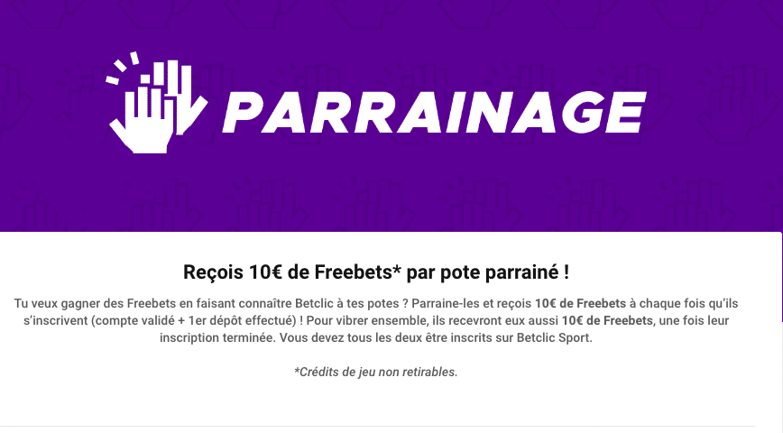 Parrainer un ami sur Betclic