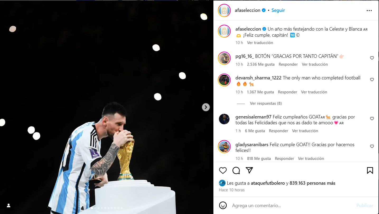 Mensaje de la Selección Argentina a Lionel Messi