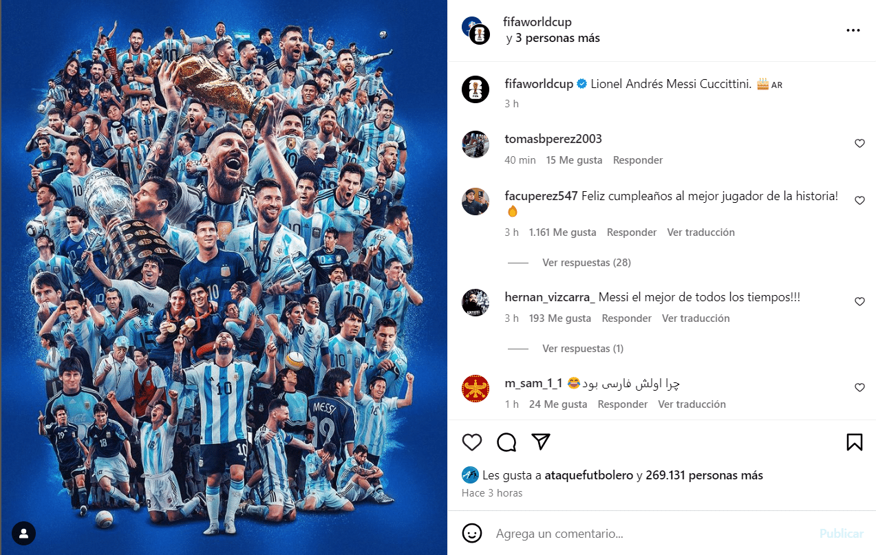 Mensaje de la Copa del Mundo a Lionel Messi