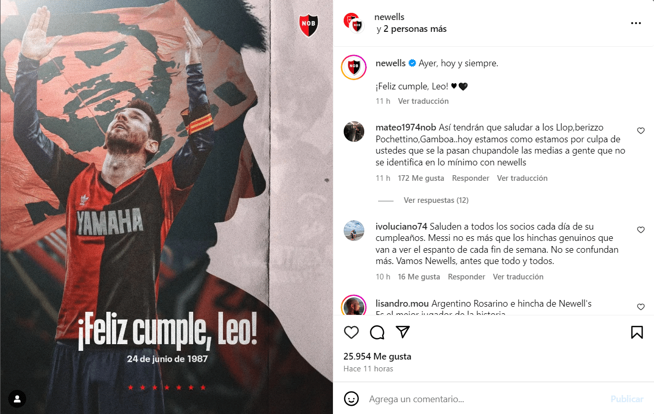 Mensaje de Newell's a Lionel Messi