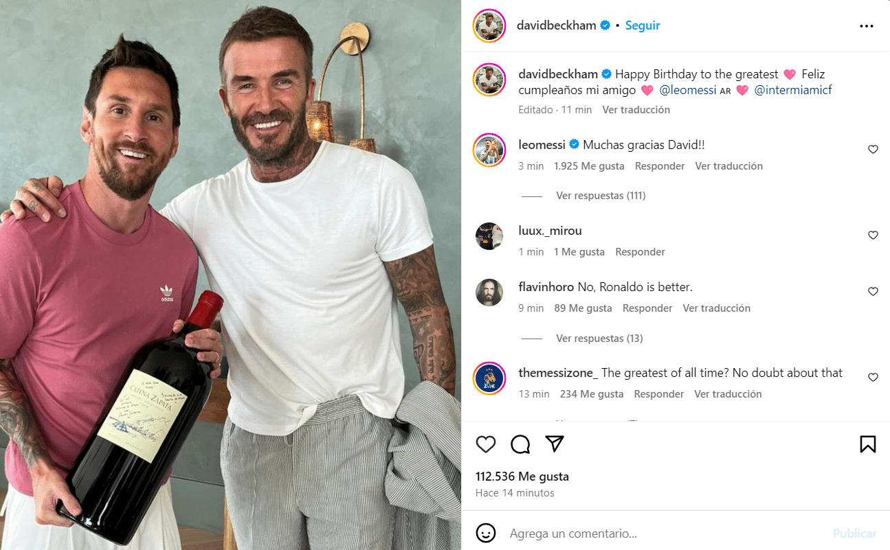 Saludo de David Beckham a Lionel Messi