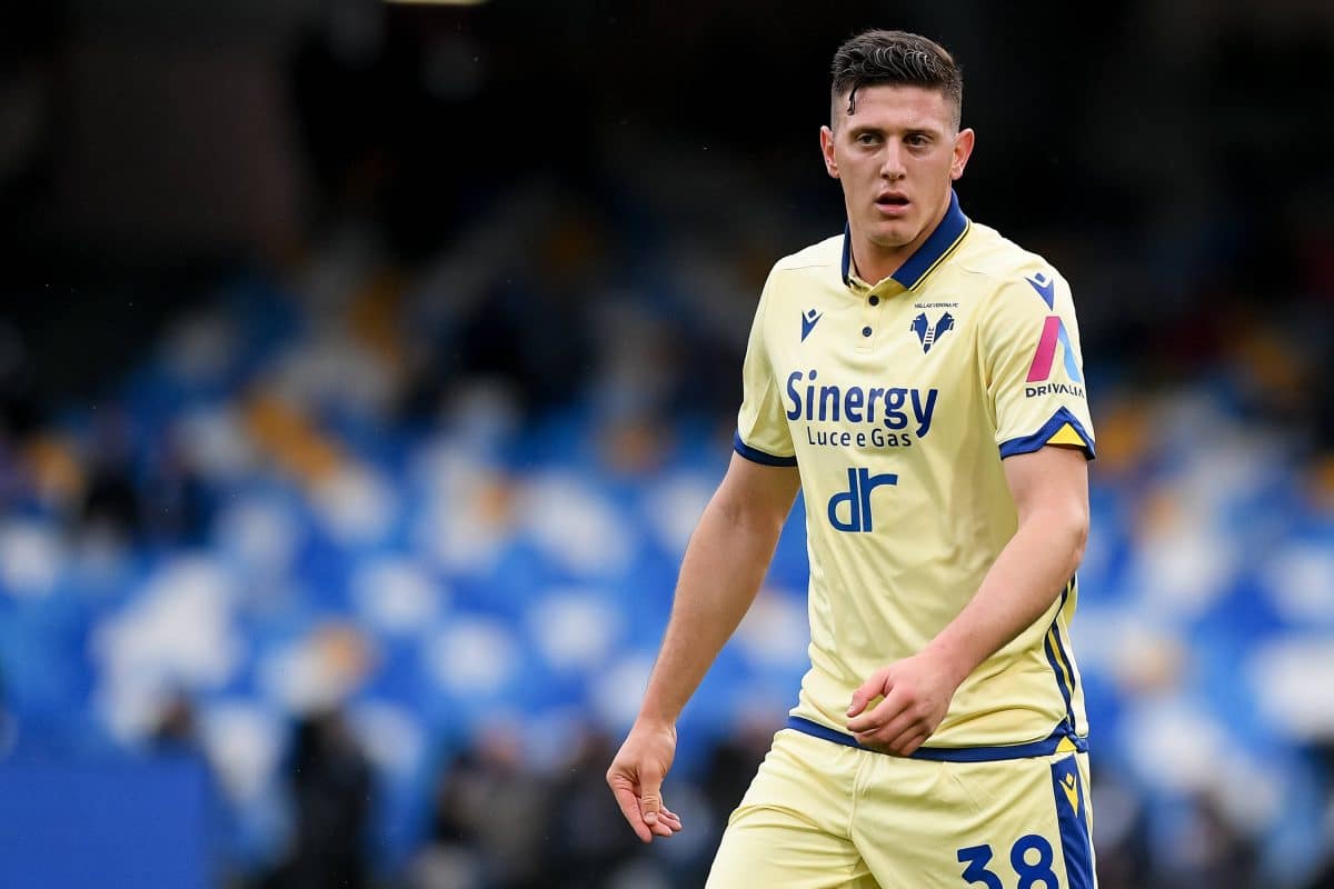 Adolfo Gaich of Hellas Verona looks on during the Serie A match between Napoli and Hellas Verona at Stadio Diego Armando