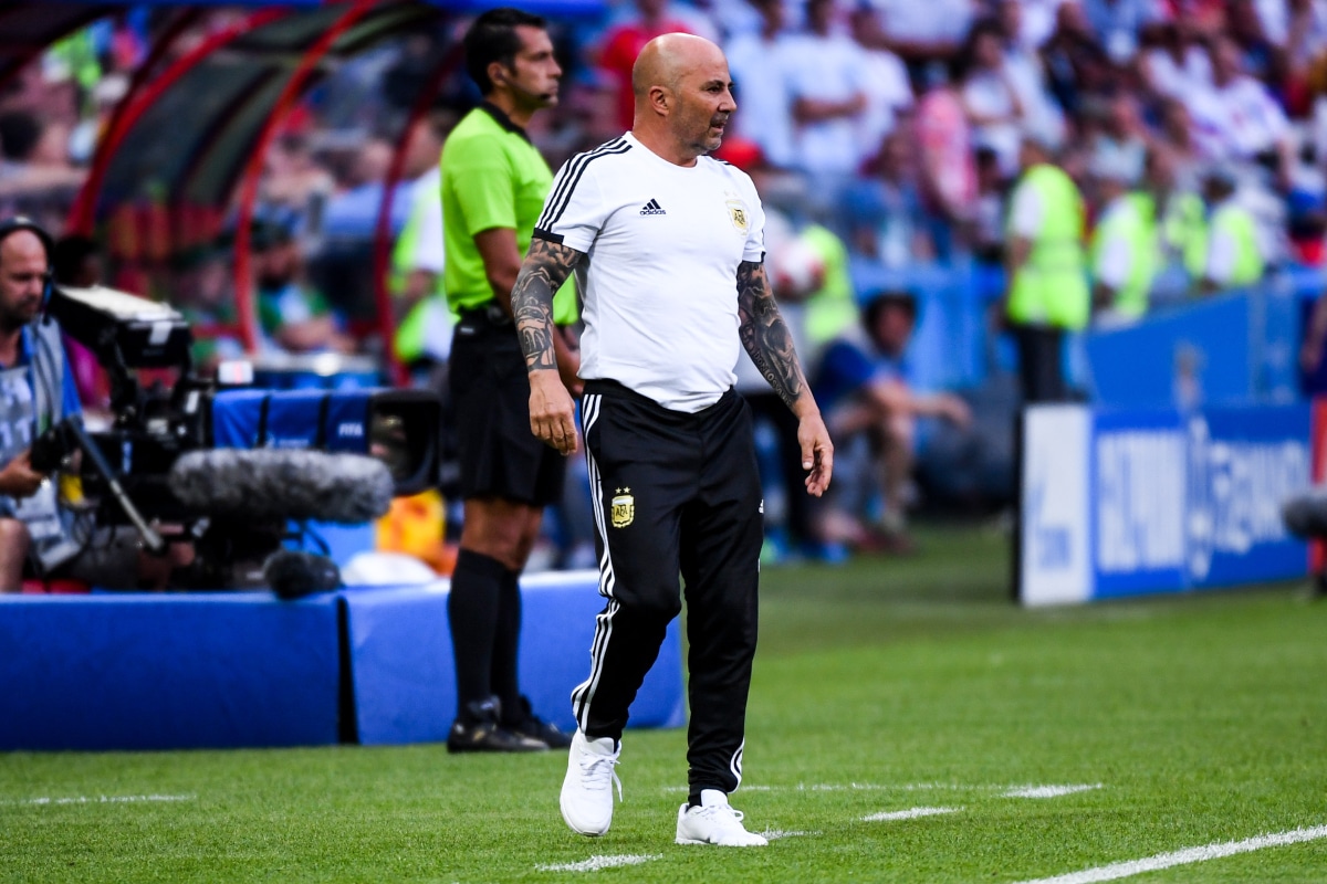 Jorge Sampaoli con la Selección Argentina en el Mundial 2018
