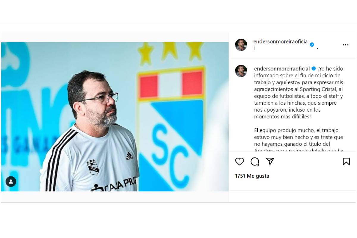 Enderson Moreira se despide de Sporting Cristal