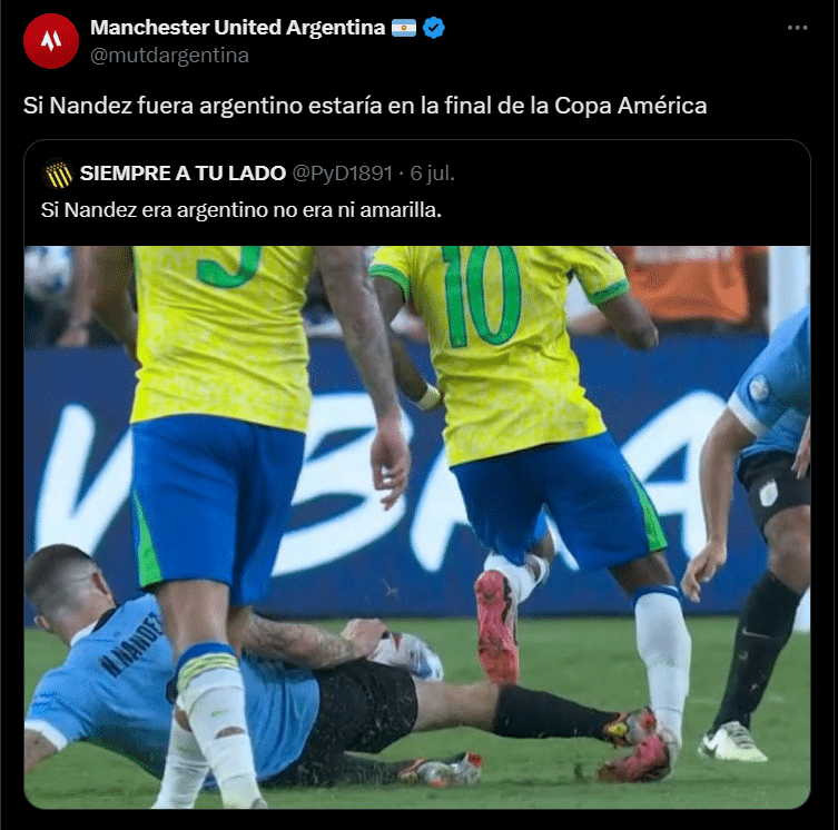 Meme de X tras la eliminación de Uruguay en Copa América