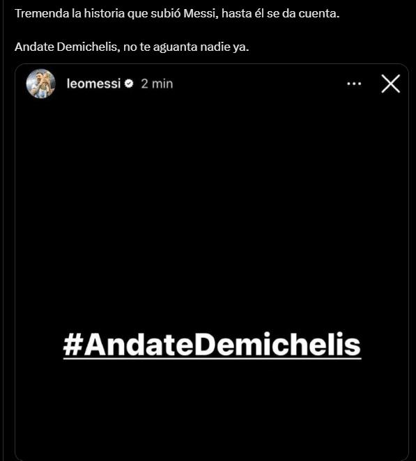 Meme en X sobre la posible renuncia de Martín Demichelis