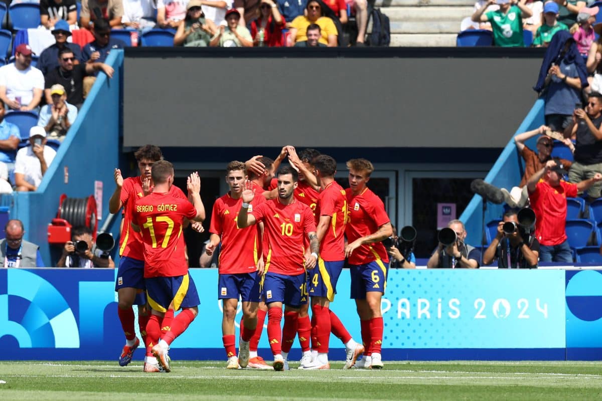 July 24, 2024, Paris, Ile de France, France: MARC PUBILL 2 of Team Spain reacts to scoring his side s first goal during