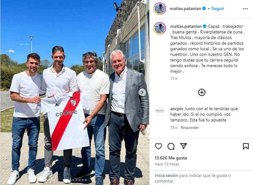 Publicación en Instagram de Matías Patanian