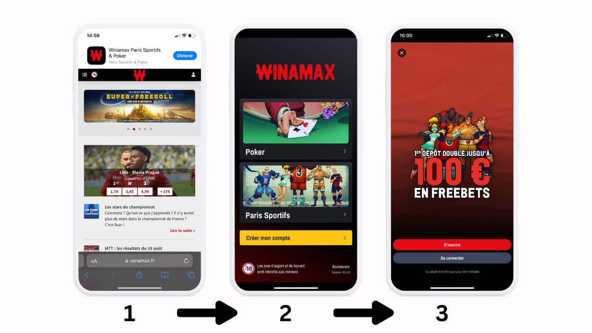 Étapes de téléchargement de l'App Winamax