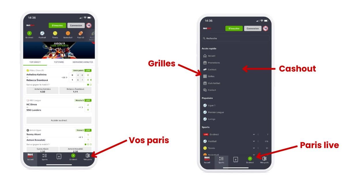 Les fonctionnalités de l'application NetBet