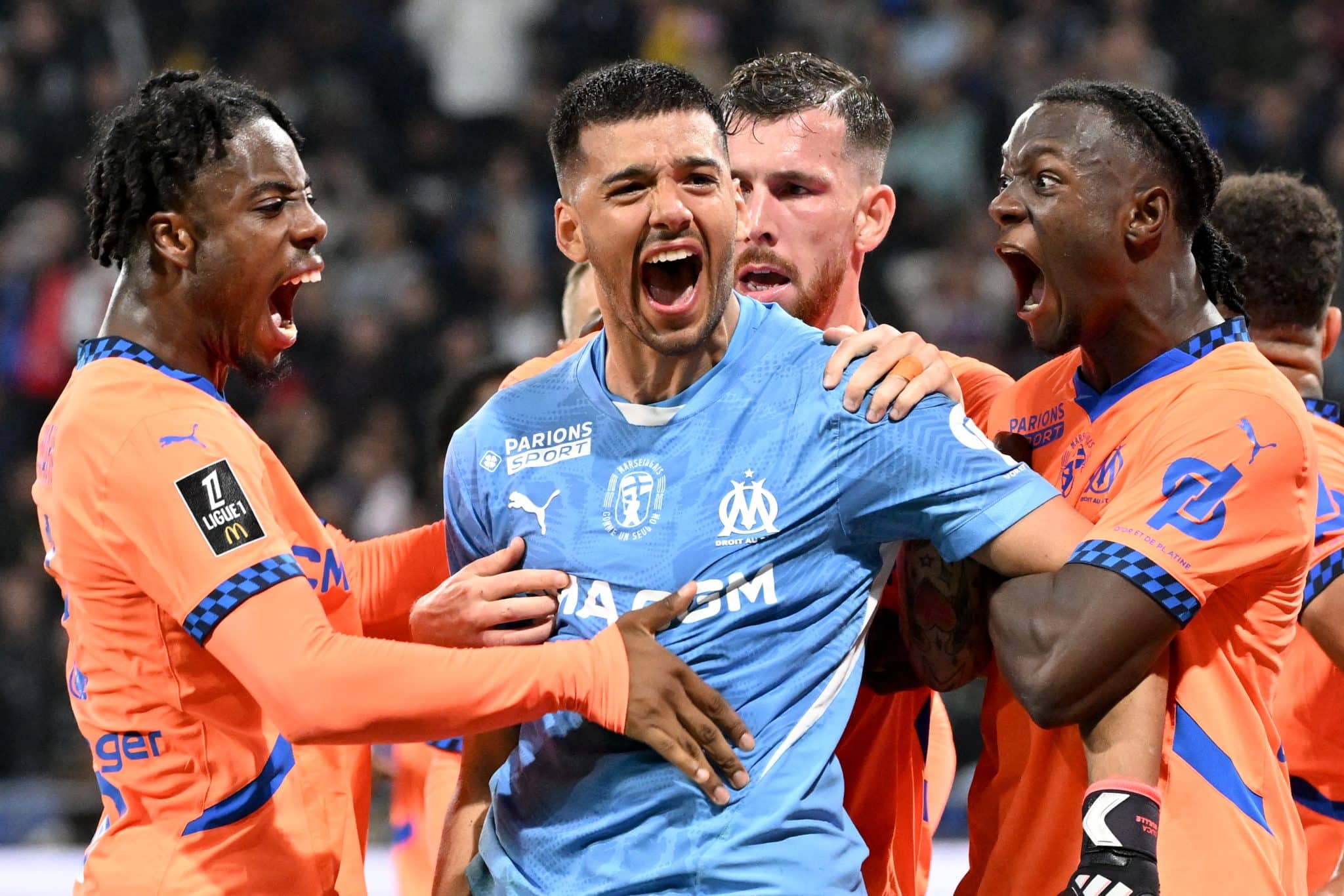 Elye Wahi Geronimo Rulli Ismaël Koné OM Marseille Elye Wahi Geronimo Rulli Ismaël Koné OM Marseille