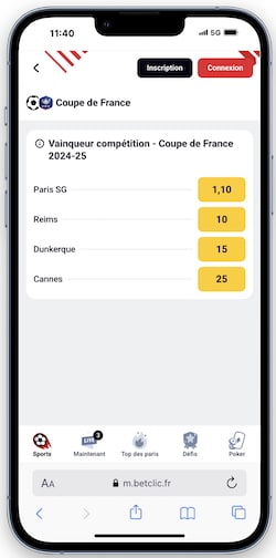 Prono sur le gagnant d'une compétition
