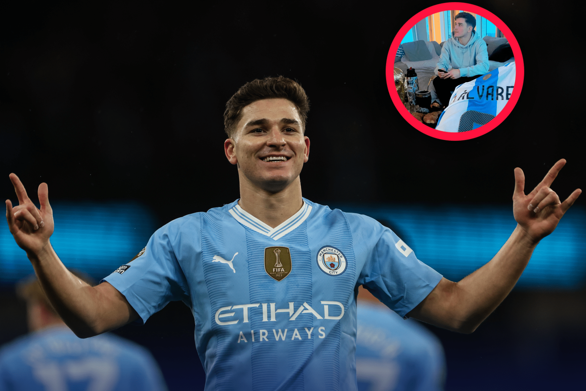 Merienda de campeones: Julián Álvarez se hizo viral tomando mate con la Copa del Mundo