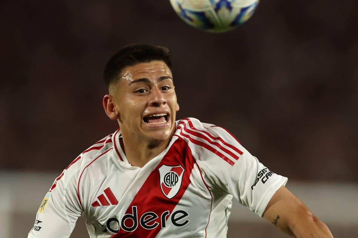 River Plate s midfielder Claudio Echeverri gestures during the Argentine Professional Football League Tournament 2024 Ce