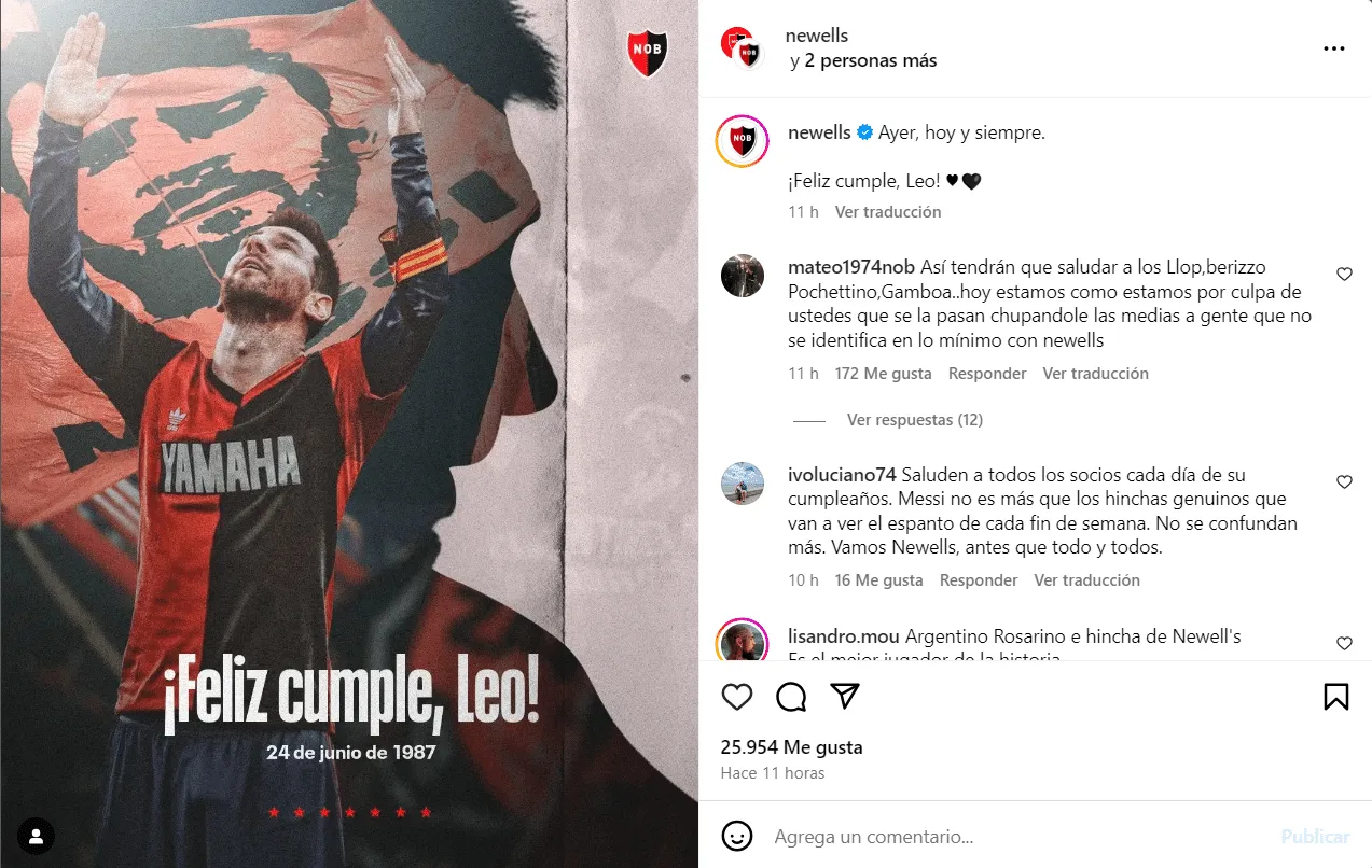 Mensaje de Newell's a Lionel Messi