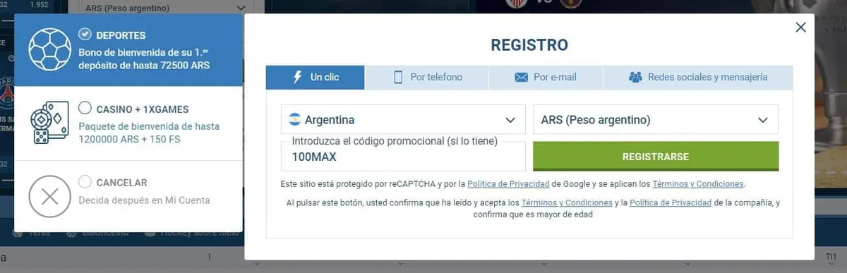 codigo promocional 1 xbet casino