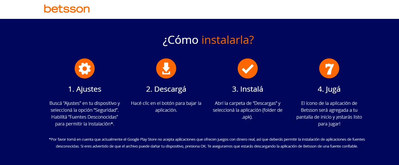 instalar la app betsson argentina