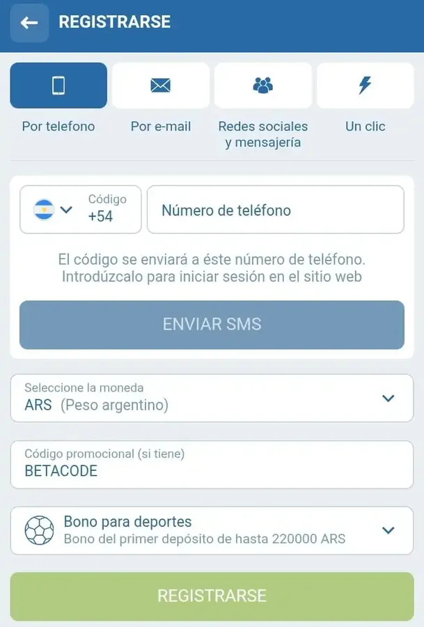 registro en 1xbet