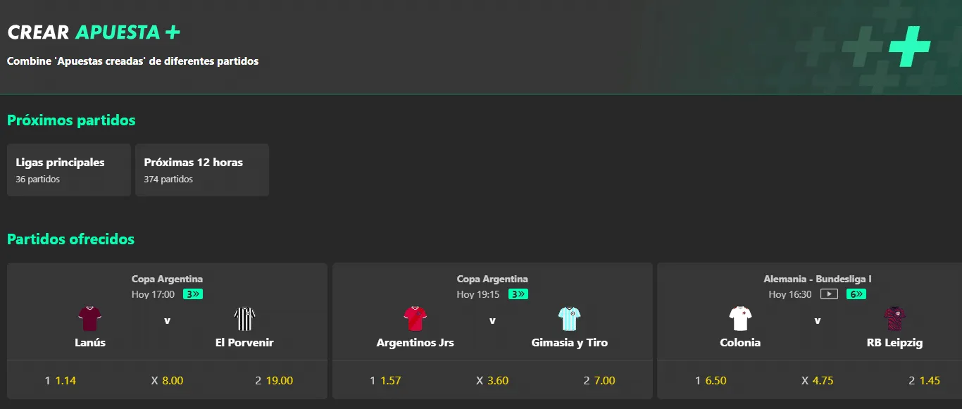 Crear apuesta en Bet365 Buenos Aires