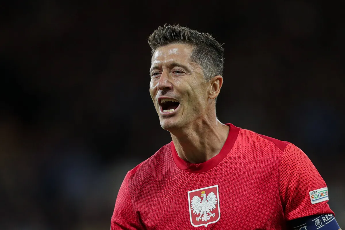 September 5, 2024, Glasgow, Poland: Robert Lewandowski of Poland celebrates after scoring a goal during the UEFA Nations