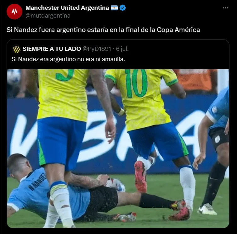 Meme de X tras la eliminación de Uruguay en Copa América