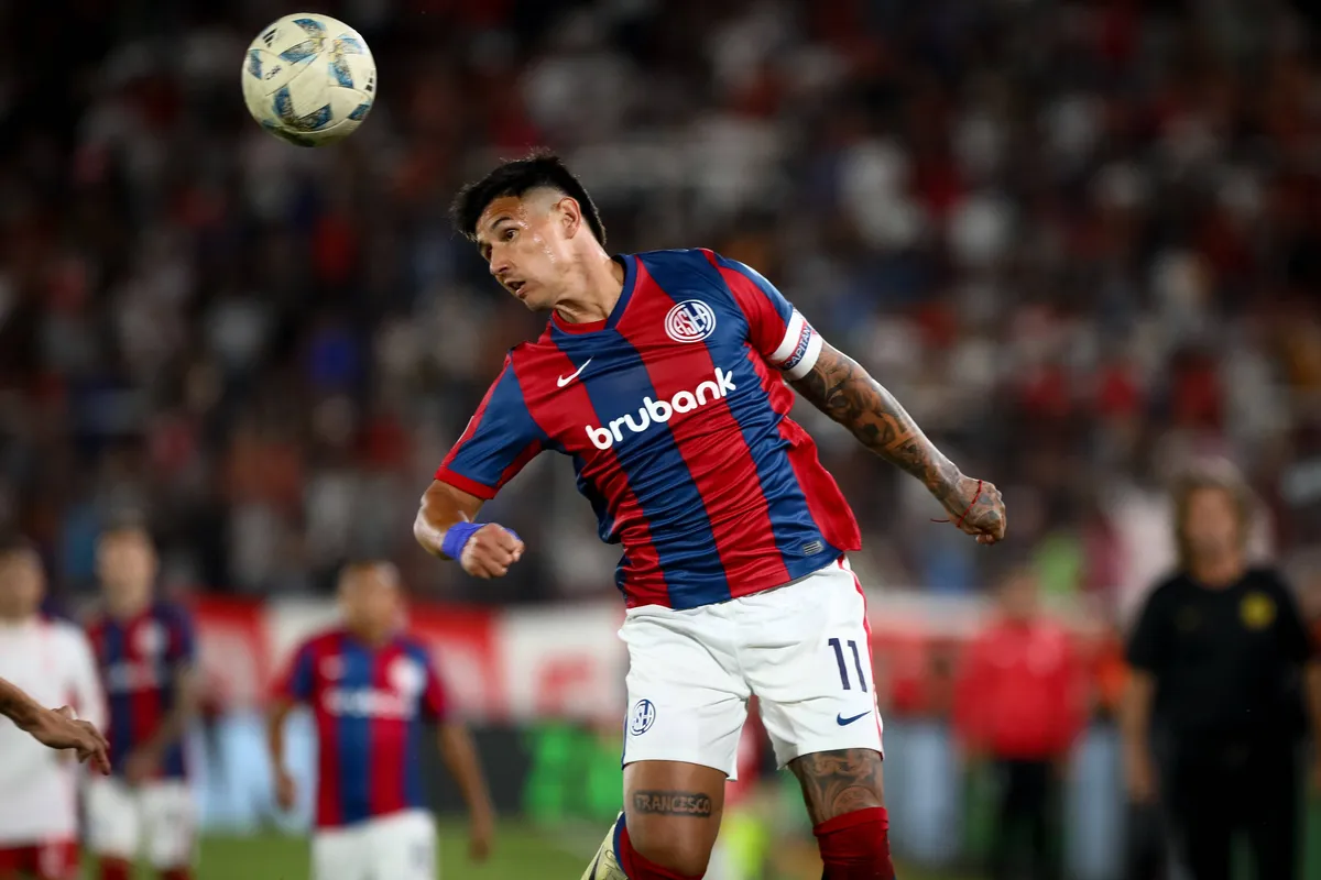 February 24, 2024, Buenos Aires, Buenos Aires, Argentina: Adam Bareiro of San Lorenzo seen during the match between Hura