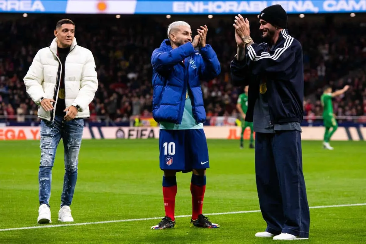 Nahuel Molina, Ángel Correa y Rodrigo de Paul, los argentinos del Atlético de Madrid la temporada pasada