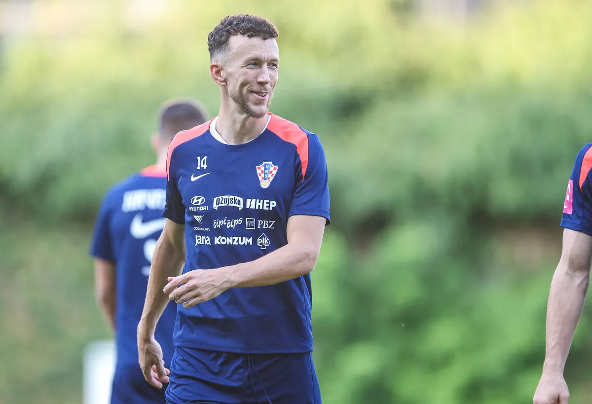 Croatia National Football Team: Training Ivan Perisic of Croatia during training session of Croatia national football te