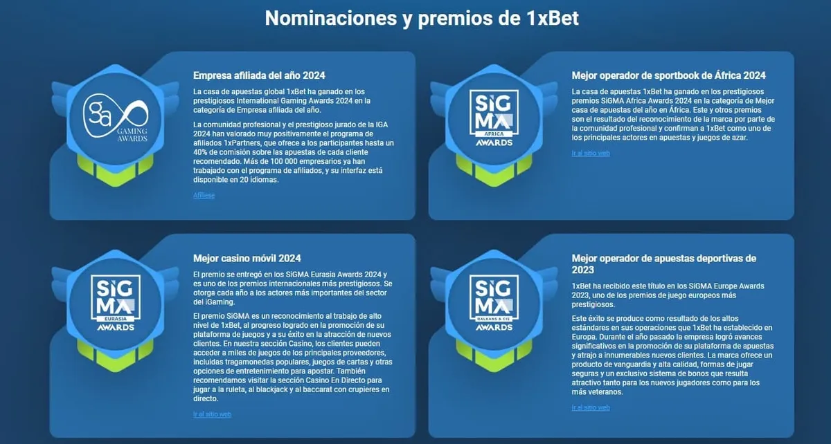 premios 1xbet casino online