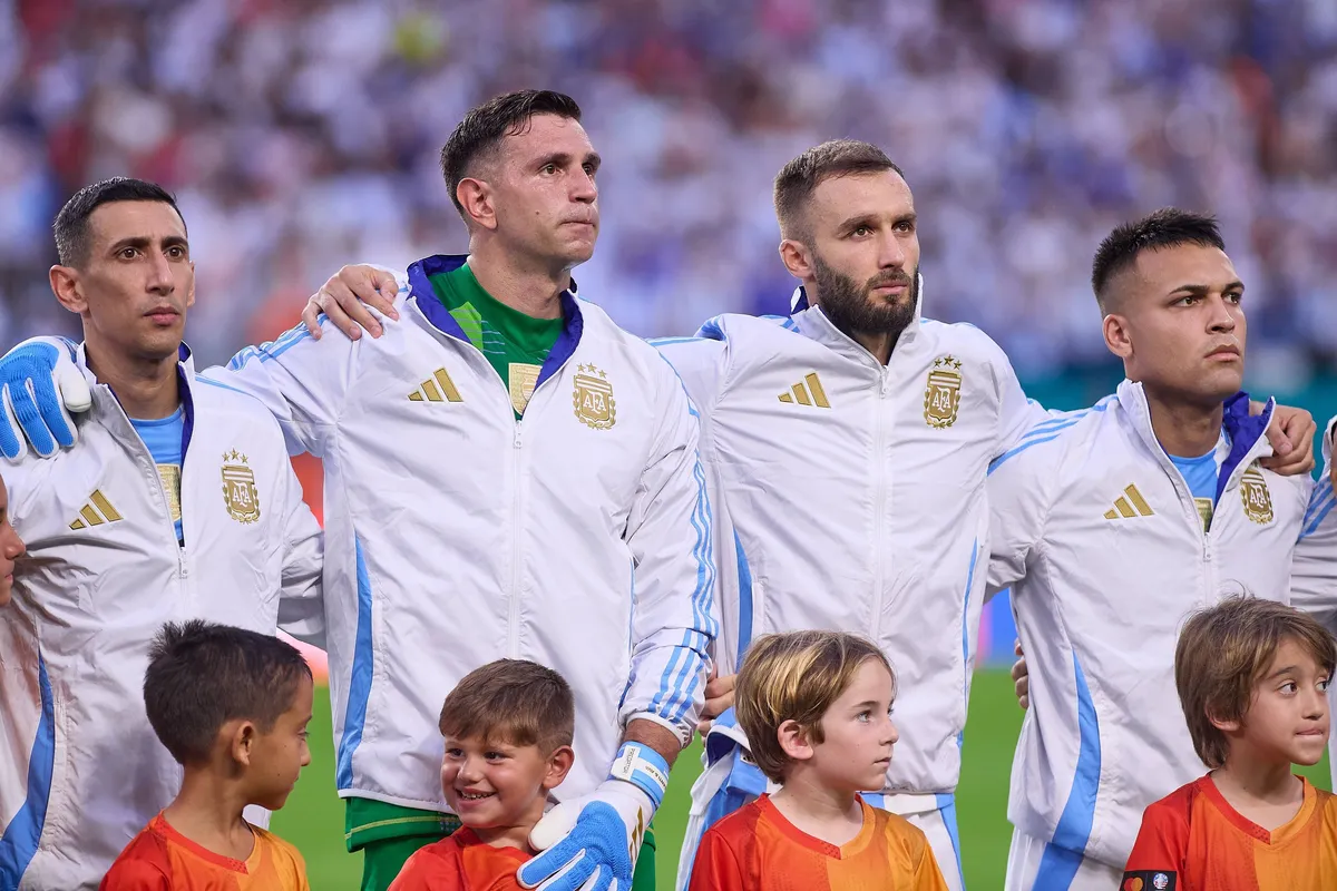 RECORD DATE NOT STATED Copa America USA 2024 Argentina vs Peru Angel Di Maria, Emilio Martinez, German Pezzella, Lautaro