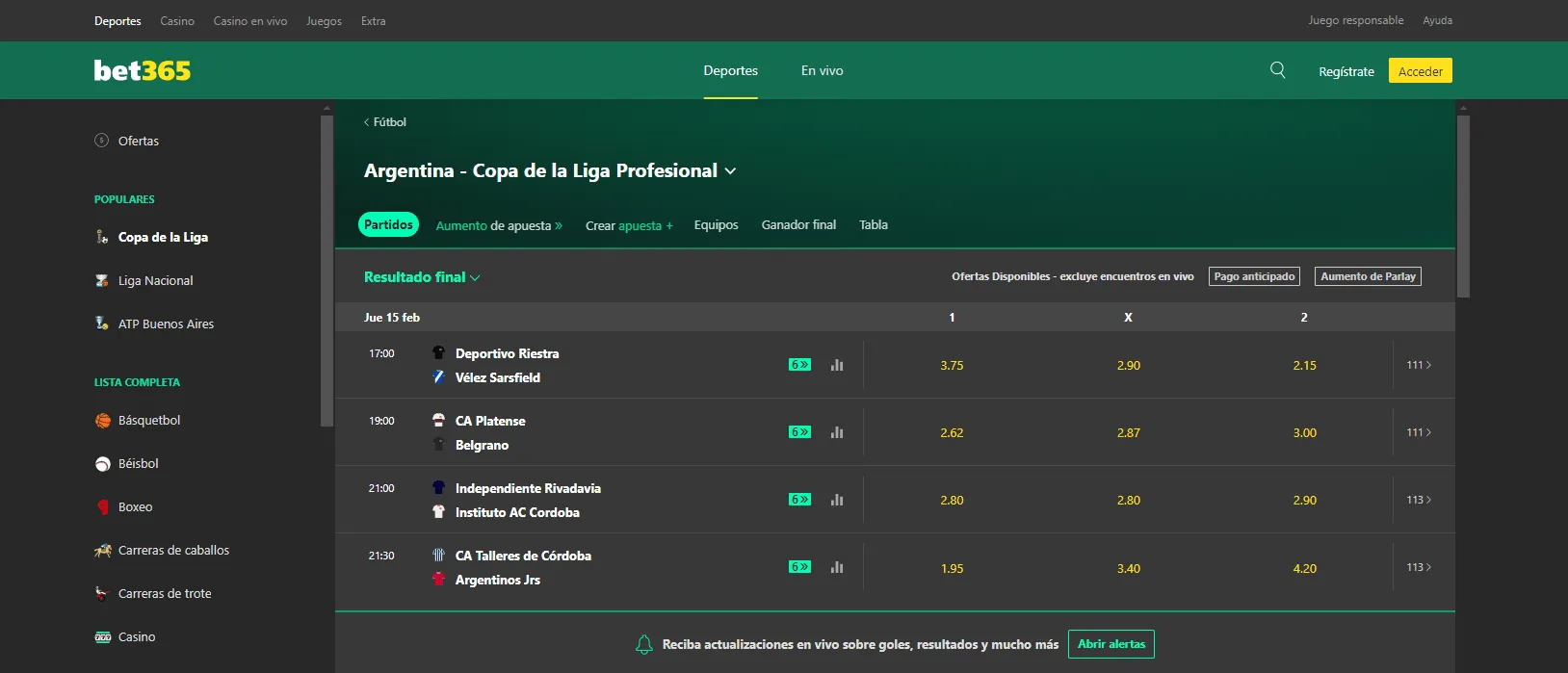 bet365 futbol argentina