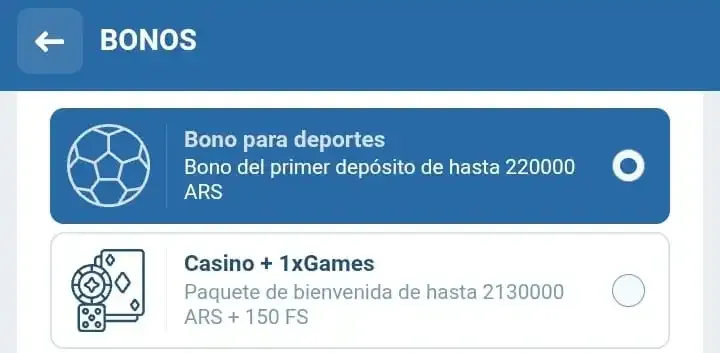 bonos 1xbet