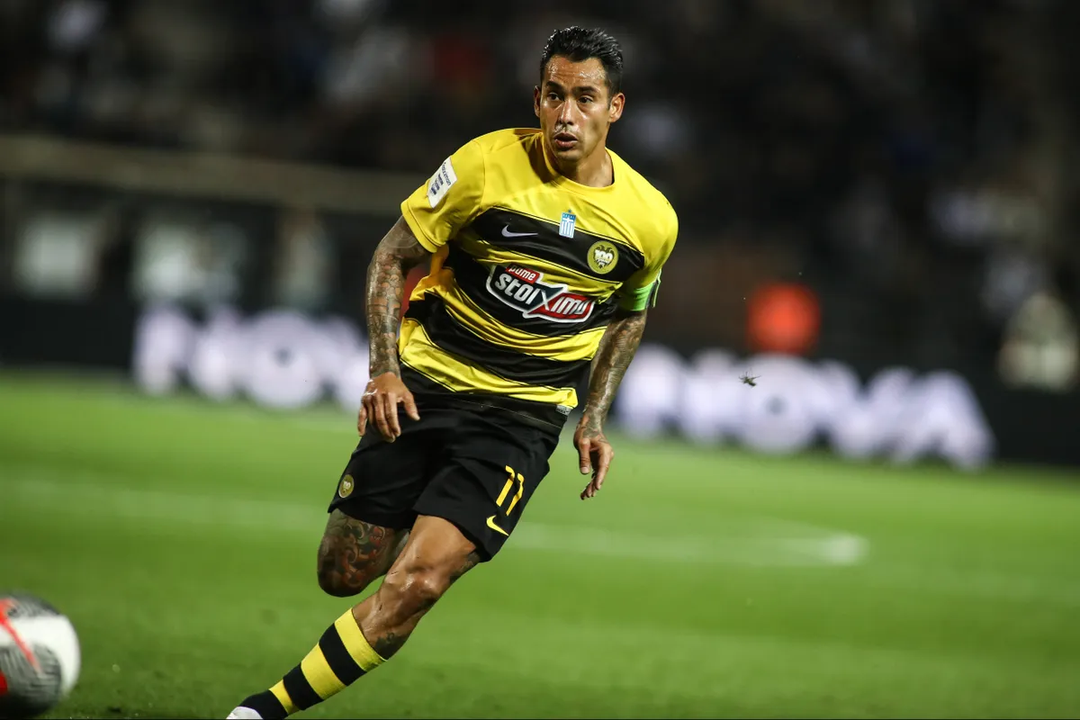 April 28, 2024, Thessaloniki, Greece: AEK s Sergio Araujo in action during a game between PAOK and AEK. Greek Superleagu